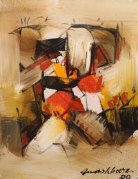 Mashkoor Raza, 16 x 12 Inch, Oil on Canvas, Abstract Painting, AC-MR-447